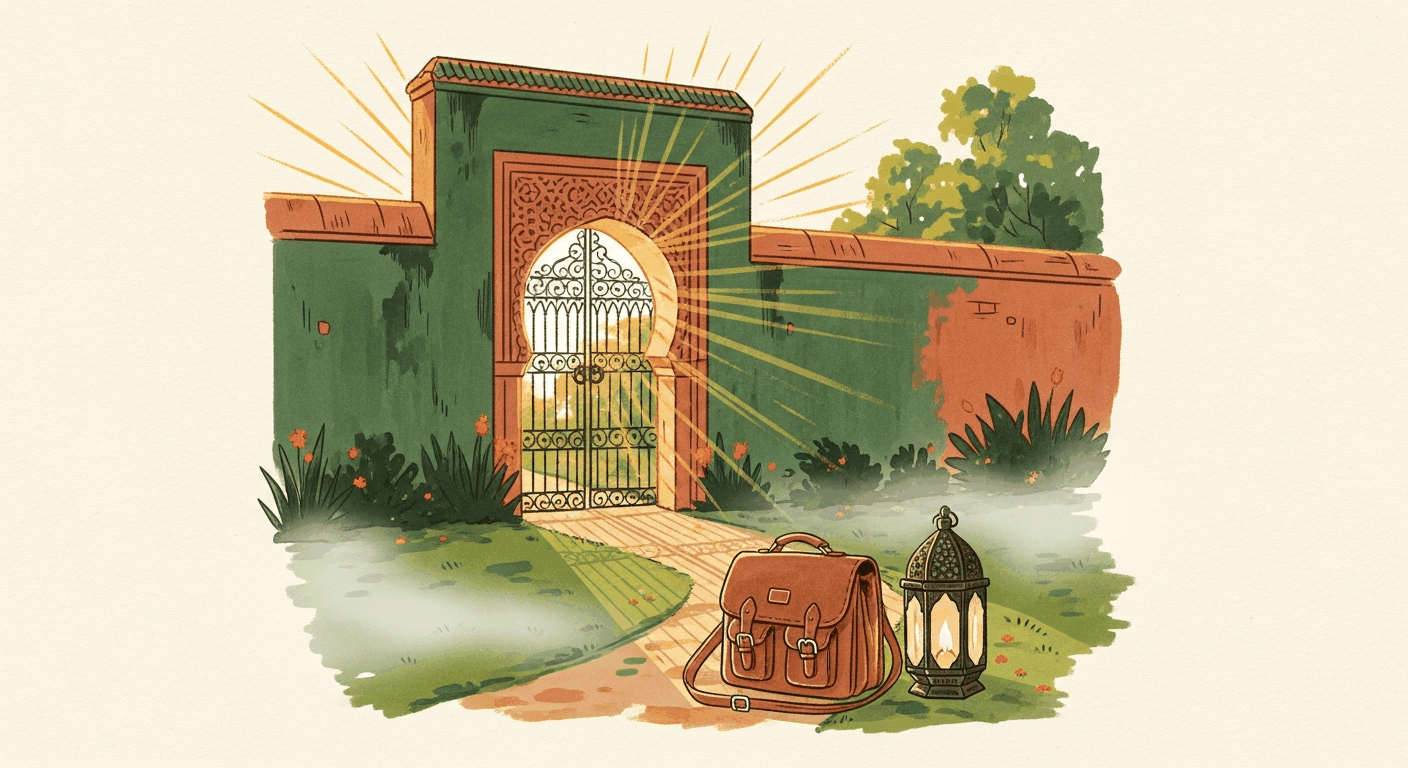 L'aube du jour J derrière la porte du jardin