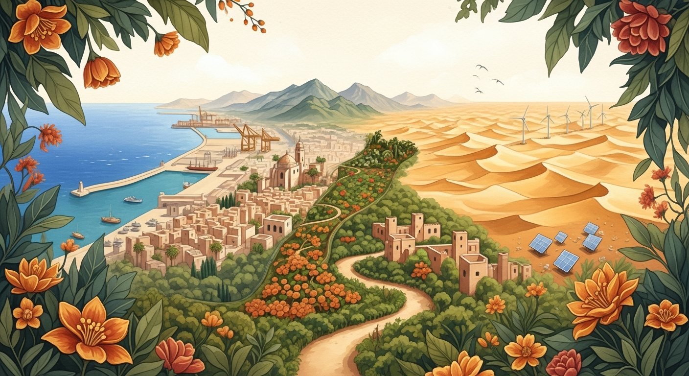 Le Royaume du Maroc peint en un seul jardin, de la Méditerranée au Sahara atlantique